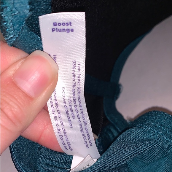 Cacique Boost Plunge Dark Teal Blue Lace Bra RacerBack Underwire Strappy 38DDD - Picture 3 of 11